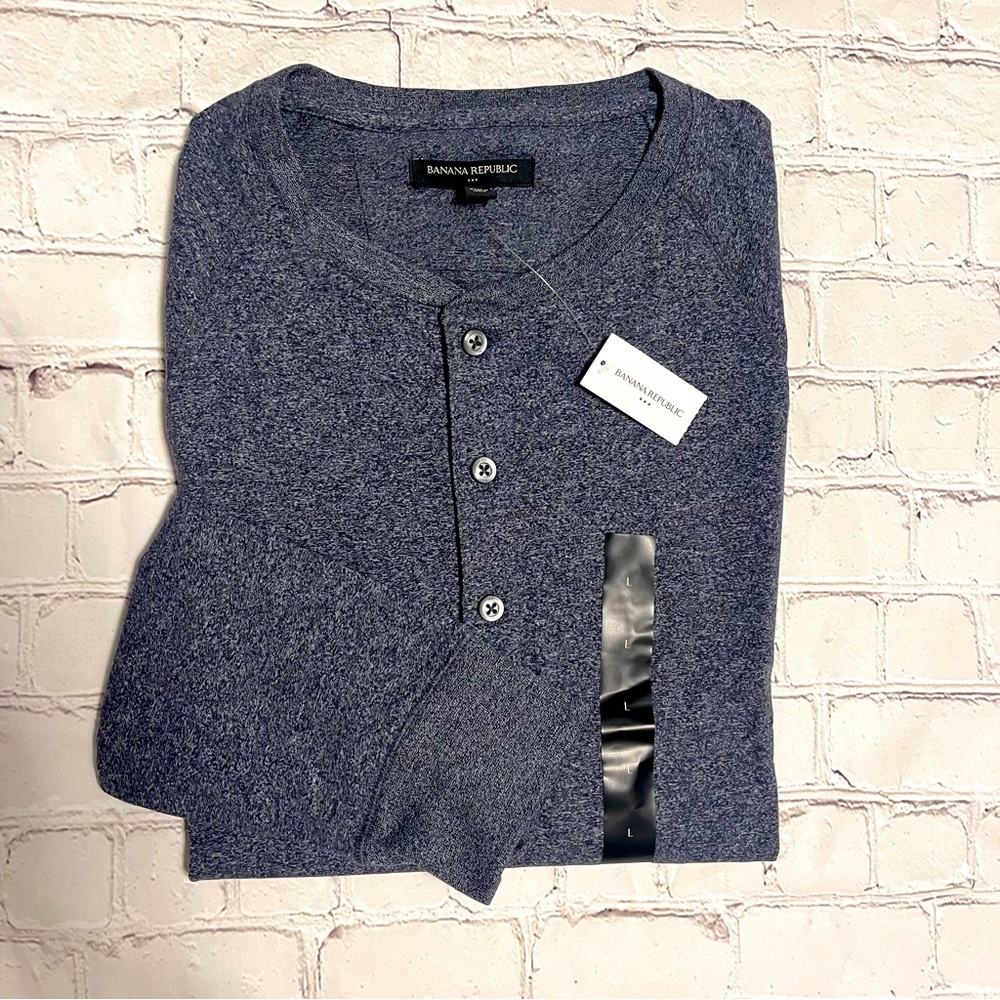 [brf] heathered henley l/s T-shirt